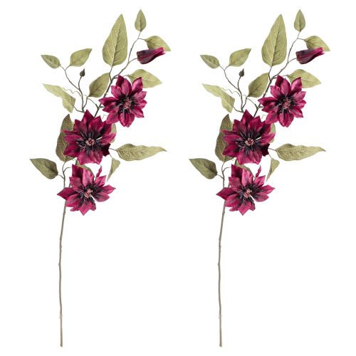 Artikel Klematis konstgjord 3 blommor konstgjorda blommor Bordeaux 81cm 2st