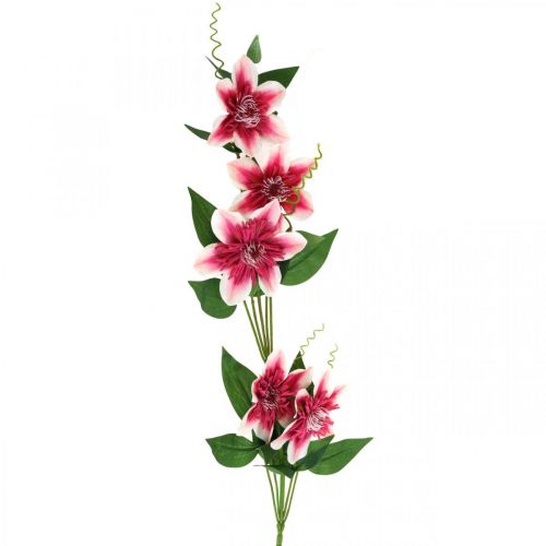 Klematisgren med 5 blommor, konstgjord blomma, dekorativ gren rosa, vit L84cm