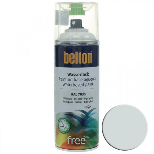 Artikel Belton fri vattenbaserad färggrå högblank spray ljusgrå 400ml