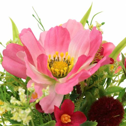 Floristik24 Dekorativ bukett Cosmea och snöboll i ett gäng Artificiell rosa Assorted H18cm