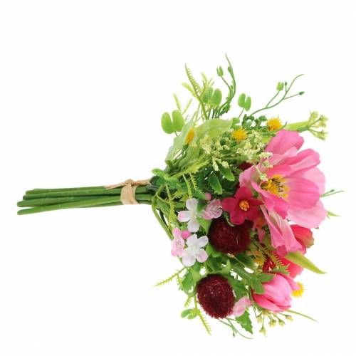 Floristik24 Dekorativ bukett Cosmea och snöboll i ett gäng Artificiell rosa Assorted H18cm
