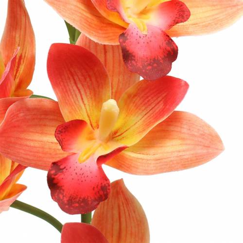 Floristik24 Orkidé konstgjord blomma Cymbidium Orange 74cm
