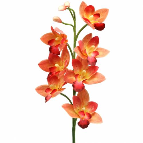 Floristik24 Orkidé konstgjord blomma Cymbidium Orange 74cm