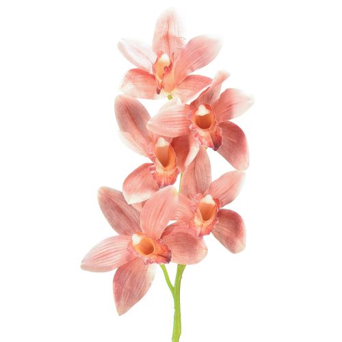 Cymbidium orkidé konstgjord 5 blommor persika 65cm
