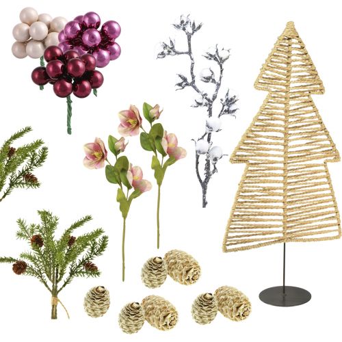 Floristik24 DIY box Julbordsdekoration gran raffia H60cm