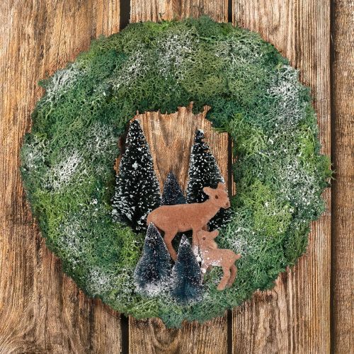 DIY box mosskrans vinter skogsdörr krans jul Ø34cm