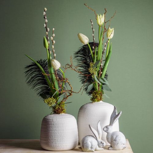 Artikel Keramikvas, dekorativa vaser vit Ø15cm H14,5cm set om 2