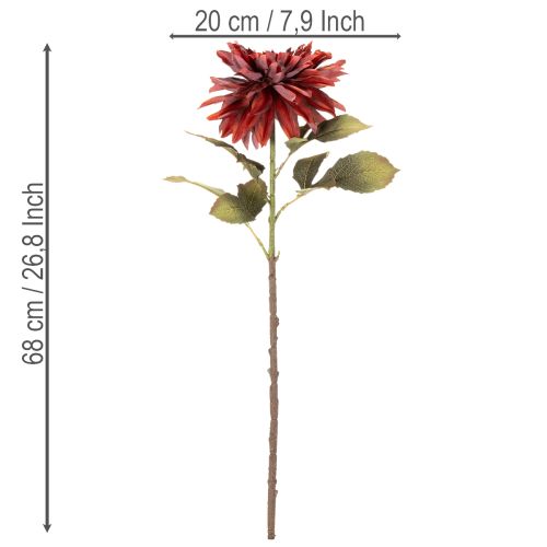 Konstgjord dahliablomma med lång stjälk, 68 cm | Floristik24.se