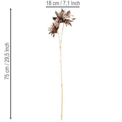 Konstgjord dahliablomma, långskaftad med två blommor, 75 cm | Floristik24.se
