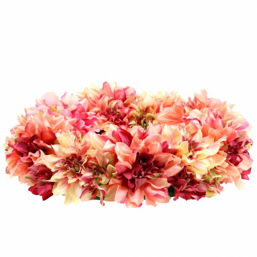 Artikel Dahlia blossom krans rosa, kräm Ø42cm
