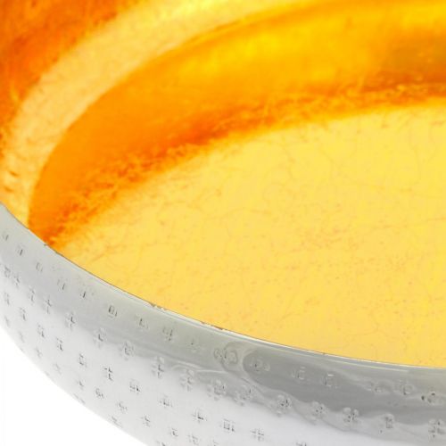 Floristik24 Dekorativ skål i metall rund guld- och silverbricka Ø36,5 cm