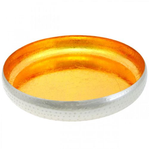 Floristik24 Dekorativ skål i metall rund guld- och silverbricka Ø36,5 cm