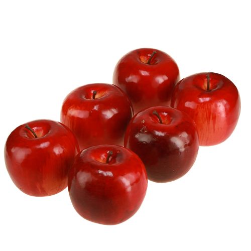Artikel Dekorativa äpplen röda glänsande konstgjorda fruktdekorationer 7,5 cm 6 st