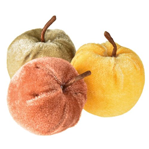 Dekorativa äpplen tyg äpple sammet brun gul Ø5cm H6cm 12 st