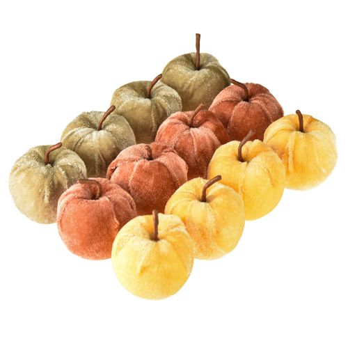 Artikel Dekorativa äpplen tyg äpple sammet brun gul Ø5cm H6cm 12 st
