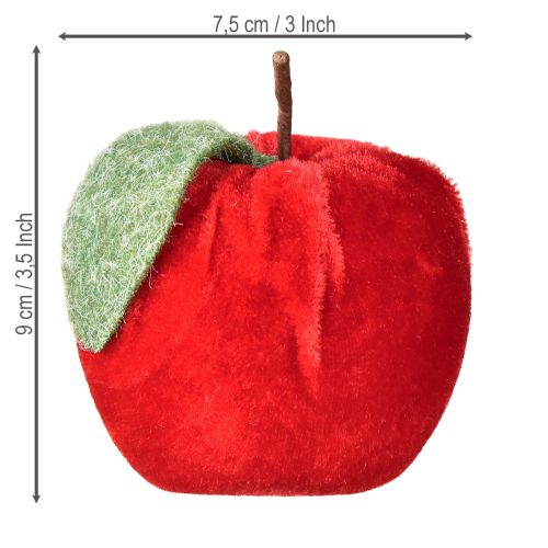 Artikel Dekorativt äppeltyg med lövsammet och filt rött Ø7,5cm H9cm 9 st