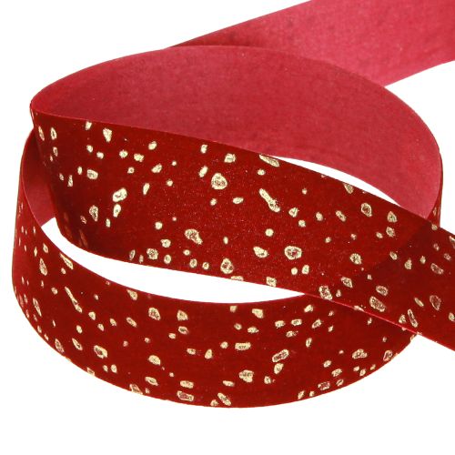 Artikel Dekorationsband mörkrött med gyllene fläckar 15mm 20m