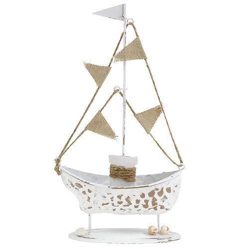 Floristik24 Dekorativ båt stående vit H22cm