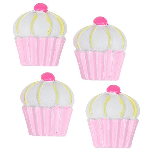 Miniatyr dekorativa muffins rosa, vit 2,5 cm 60p