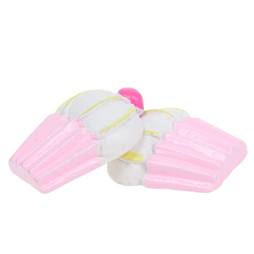 Floristik24 Miniatyr dekorativa muffins rosa, vit 2,5 cm 60p
