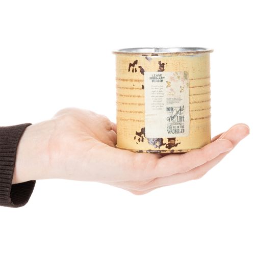 Artikel Dekorativ plåt, sommaraprikosfärgad, metallplåt, blomkruka, Ø8cm H7,5cm