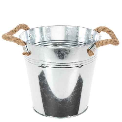 Dekorativ hinkblomkruka i metall med rephandtag Ø20cm köpa | Floristik24.se