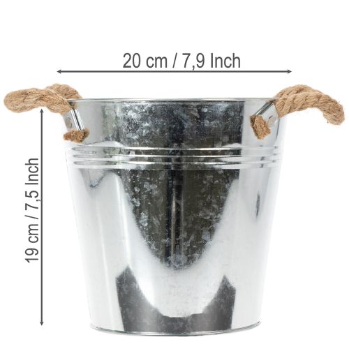 Dekorativ hinkblomkruka i metall med rephandtag Ø20cm | Floristik24.se