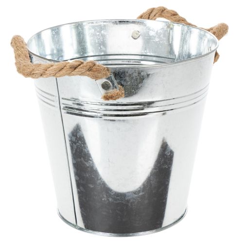 Dekorativ hinkblomkruka i metall med rephandtag Ø20cm | Floristik24.se