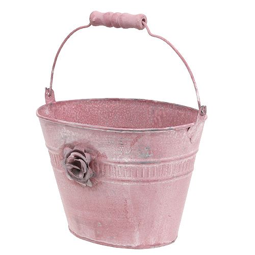 Floristik24 Dekorativ hink rosa L17,5cm H14cm