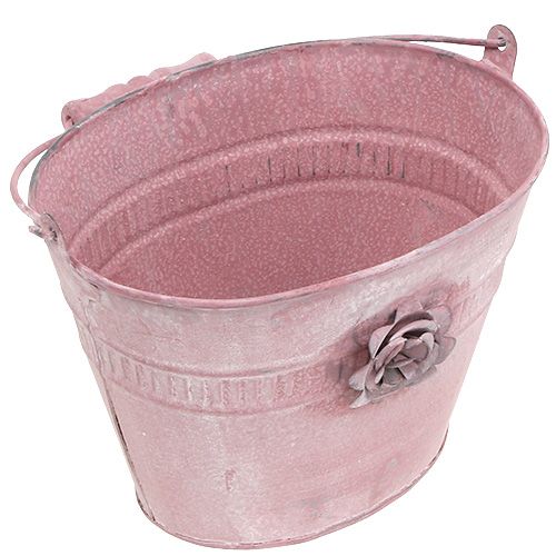 Floristik24 Dekorativ hink rosa L17,5cm H14cm