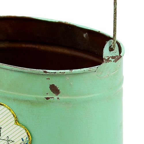 Floristik24 Dekorativ hink oval 2-set rosmotiv grön 13,5 cm / 17 cm