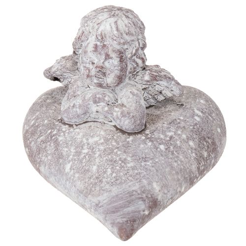 Artikel Dekorativ ängel på hjärtfigur gjord av gjuten sten 15×13,5×12 cm