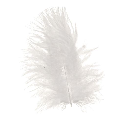 Artikel Dekorativa fjädrar i vitt hantverksmaterial fjäder 5-10cm 20g