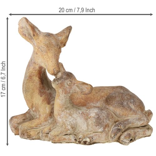 Artikel Dekorativ figur hjort med fawn gjuten sten brun vit 20×11×17 cm