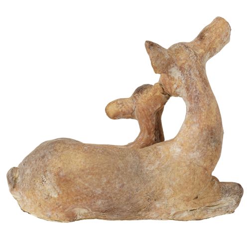 Artikel Dekorativ figur hjort med fawn gjuten sten brun vit 20×11×17 cm