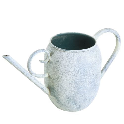 Dekorativ vattenkanna metall i vitblått 32cmx11cmx18cm