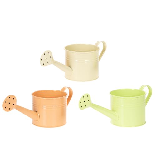 Dekorativt vattenkannaset i pastellfärgad lax, grön, gulgrön - metallkruka Ø11cm H10cm, 8 delar köpa | Floristik24.se