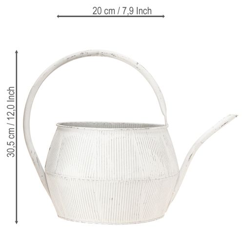 Artikel Dekorativ vattenkanna vit metall vintage räfflad dekor Ø25cm