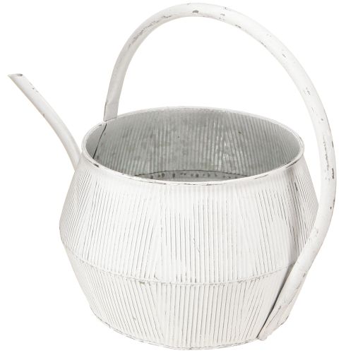 Artikel Dekorativ vattenkanna vit metall vintage räfflad dekor Ø25cm