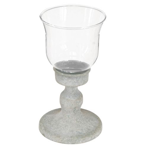 Dekorativ glaskopp metallgrå vintagelook Ø8cm H15,5cm