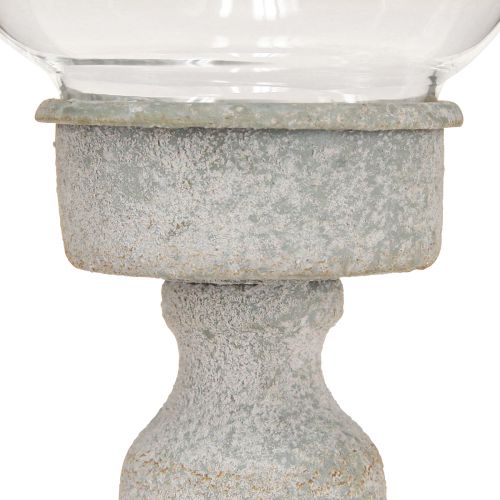 Artikel Dekorativ glaskopp metallgrå vintagelook Ø8cm H15,5cm
