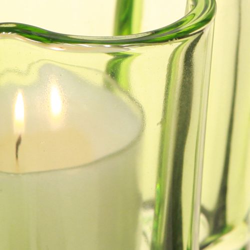 Artikel Dekorativ värmeljushållare i glas blomform grön Ø7,5cm H6cm 6st