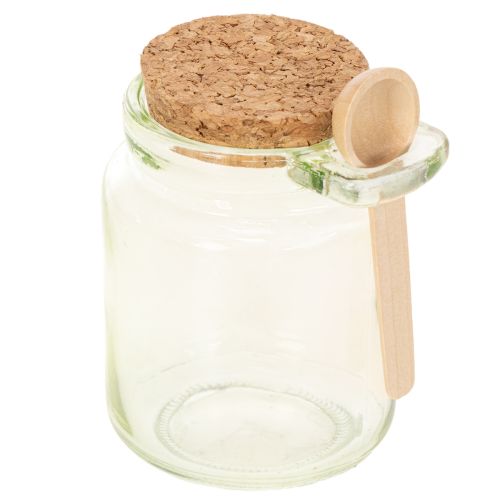 Dekorativt glas med korklock och sked, grönt, Ø7cm, H10cm, 2 st | Floristik24.se