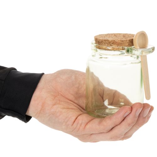 Dekorativt glas med korklock och sked, grönt, Ø7cm, H10cm, 2 st | Floristik24.se