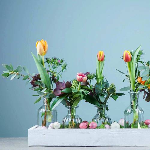 Artikel Dekorativ flaska blomvas Ø7,5cm H13,5cm klar 6 st