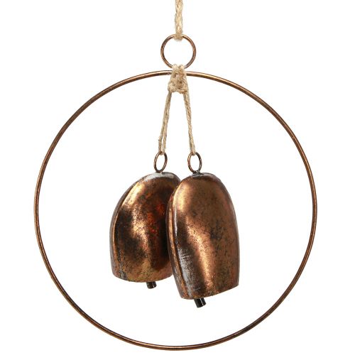Dekorativa klockor i ring hängande dekoration julbrons Ø29cm