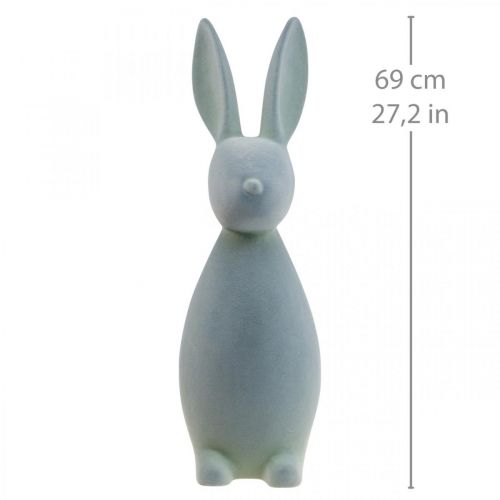 Floristik24 Deco Bunny Deco Easter Bunny Flockad Grågrön H69cm