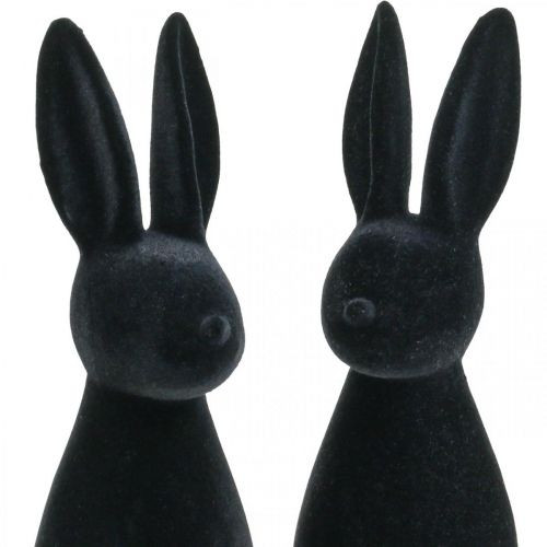 Artikel Dekorativ kanin svart dekorativ påskhare flockad H29,5cm 2st