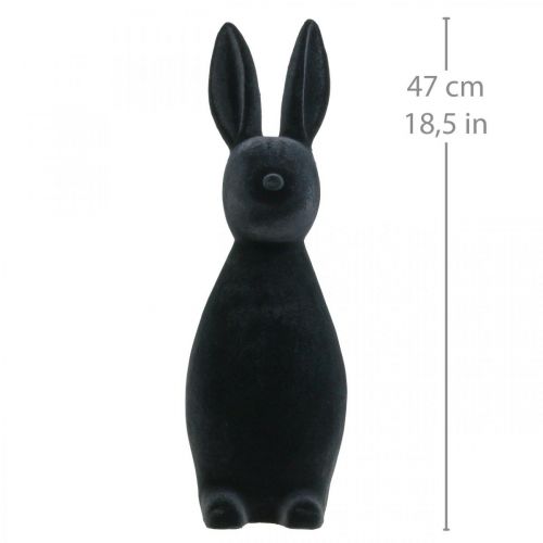 Floristik24 Dekorativ kanin Svart – 2nd Choice – Dekorativ påskhare Flockad H47cm