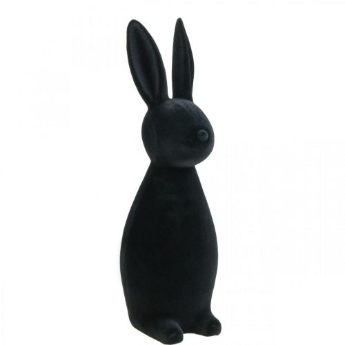 Floristik24 Dekorativ kanin Svart – 2nd Choice – Dekorativ påskhare Flockad H47cm